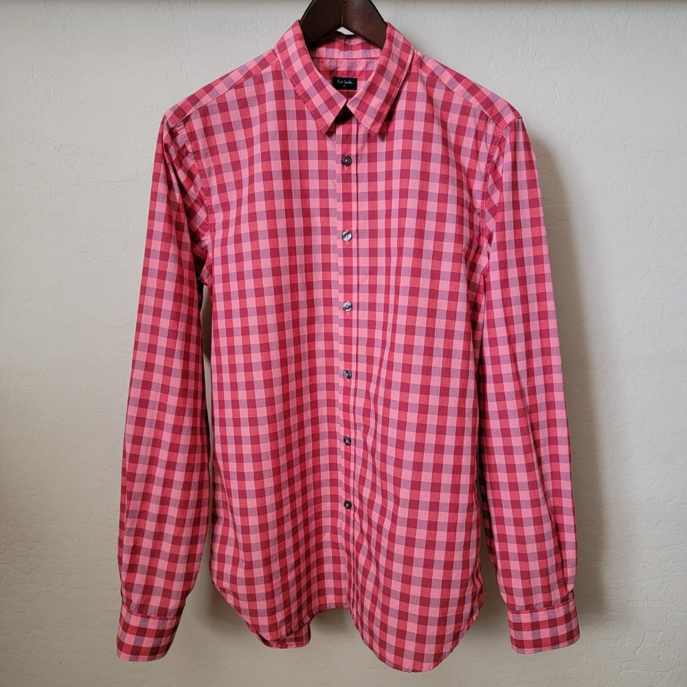 Paul Smith Button Up Red Gingham Plaid Shirt - Picture 2 of 16